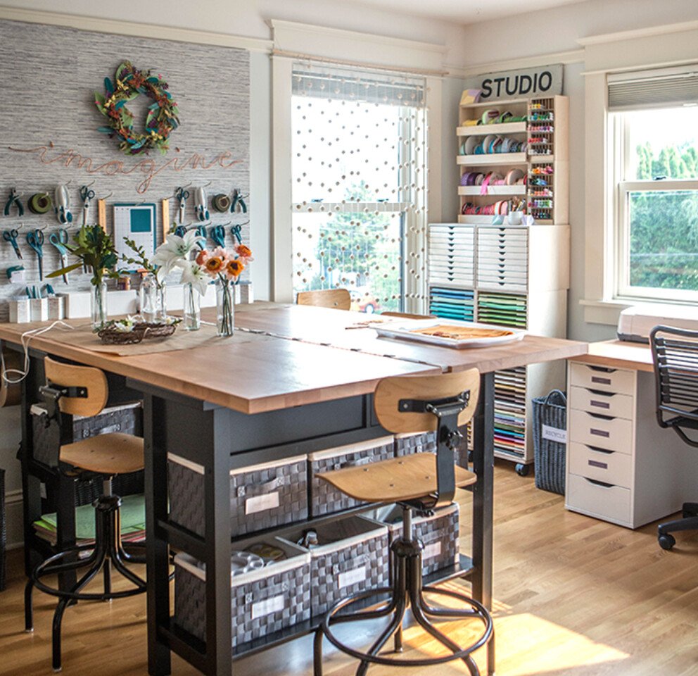 Large Central Craft Table Craft Room Office Ideas